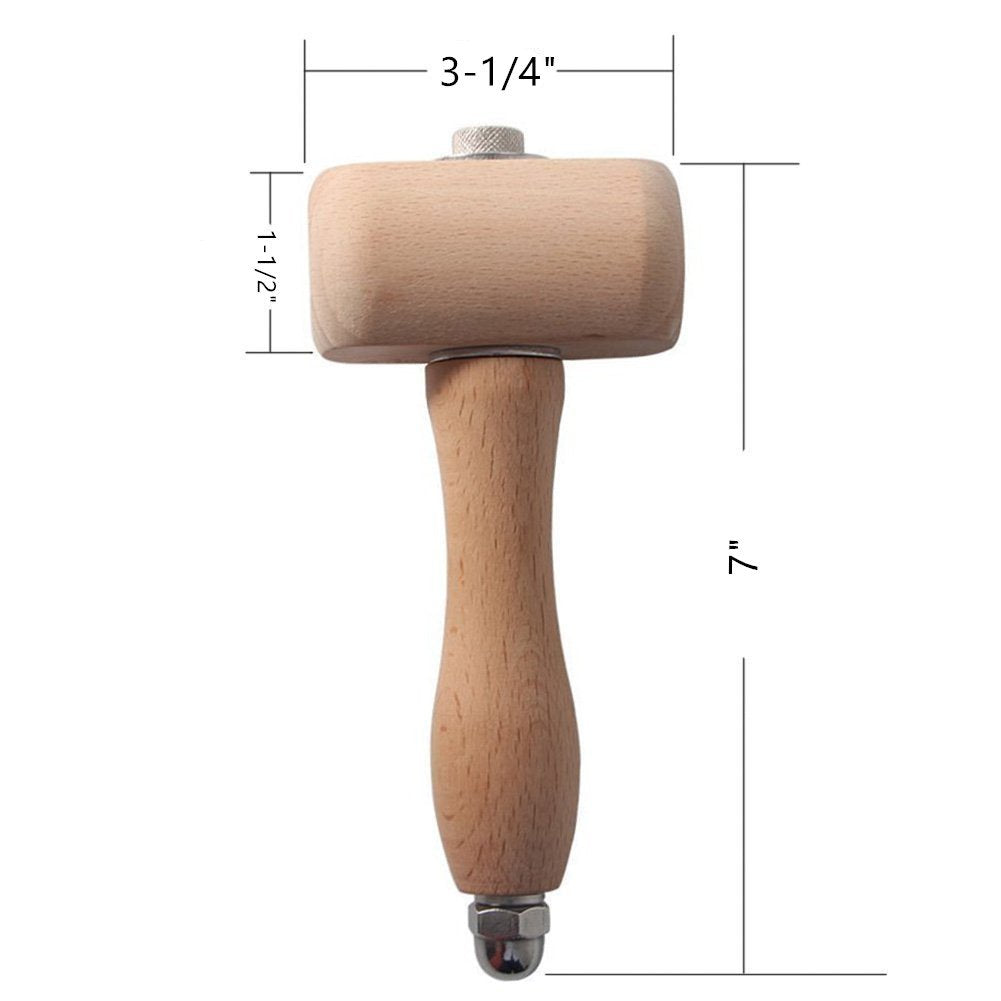 WEICHUAN Beech Wood Mallet Carving Mallet Leathercraft Sewing Engraving Printing Hammer Mallet The Well-Balanced Beechwood Woodworking Mallet WEICHUAN