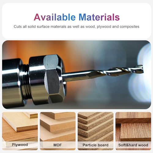 SpeTool Spiral Router Bits with UpCut 1/4 inch Cutting Diameter, 1/4 inch Shank 3 inch Extra Long HRC55 Solid Carbide CNC End Mill for Wood Cut, SpeTool
