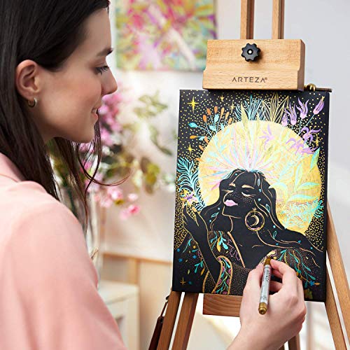 ARTEZA Metallic Acrylic Paint Markers, Set of 20, Paint Pens with Bullet and Wide Nib, Art & Craft Supplies for Glass, Pottery, Ceramic, Plastic, ARTEZA