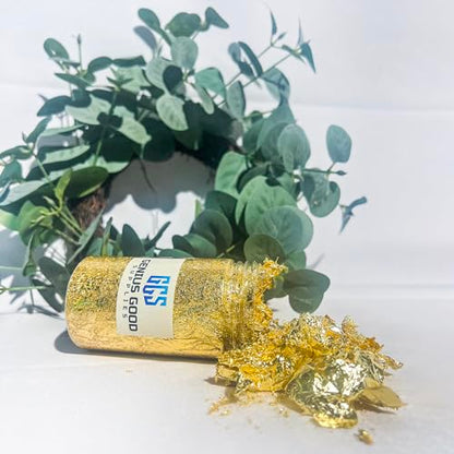 Gold Leaf Flakes 10 Grams,Gold Paper,Gold Leaves for Crafts,Gold Foil Flakes-Gold Leaf for Resin-Foil Craft Sheets-Gold Flakes for Crafts- Nail - WoodArtSupply