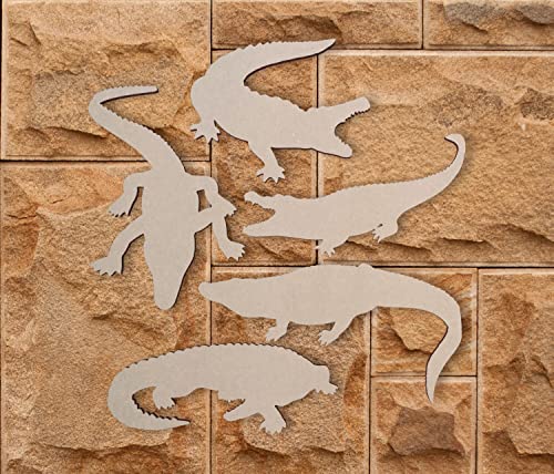 Wooden Alligator Silhouette Cutouts (5 Pack)- Cutout- Safari Decor Reptile Decor, Kids Crafts- Unfinished and Available 12 to 36 Inches - WoodArtSupply