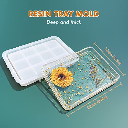 YIGWANG Rectangle Resin Tray Molds with Edges for Resin Casting, Jar Mold with Lid and Grinder Mold, Large Silicone Rolling Tray Molds DIY Jewelry YIGWANG