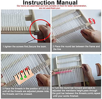 Weaving Loom Kit,Wooden Multi-Craft Weaving Loom Tapestry Loom Large Frame 9.85x 15.5inch,DIY Hand-Knitting Weaving Machinewith Loom Stick Bar for - WoodArtSupply