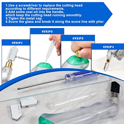 SPEEDWOX 20PCS Heavy Duty Mosaic Wheeled Glass Nippers with Replacement Cutting Wheel Glass Running Pliers Breaker Grozer Pliers Oil Feed Glass SPEEDWOX