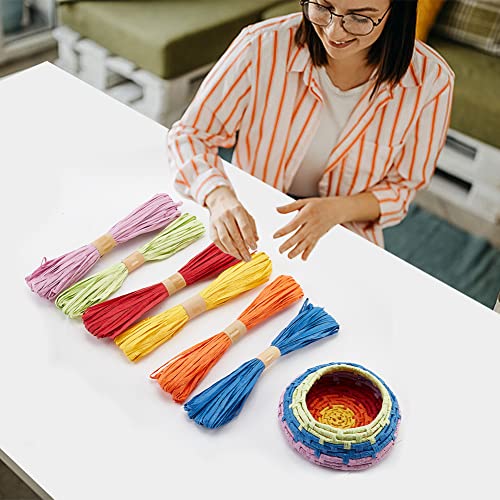 FREEBLOSS Raffia Basket Weaving Kit Introductory Weaving Kit for Beginners, Creative Raffia Basket Bowl Suitable for for Kids Arts and Crafts FREEBLOSS