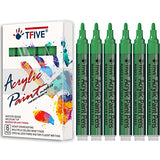 Green Acrylic Paint Marker Pens - 2-3mm Medium Tip, 6 Pack Permanent Green Water Based Paint Pen for DIY Projects, Paintings for Rock, Fabric, Wood, TFIVE
