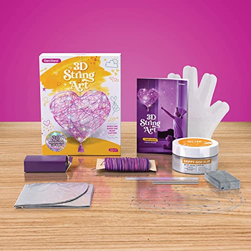 3D String Art Kit for Kids - Makes a Light-Up Heart Lantern - 20 Multi-Colored LED Bulbs - Kids Gifts - Crafts for Girls and Boys Ages 8-12 - DIY Dan&Darci