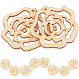 Hollow Rose Flower Mini Wooden Slices DIY Crafts Cutouts Wooden Scrapbooking Flower Shaped Hanging Ornaments for Valentine's Day Wedding Party Abaodam