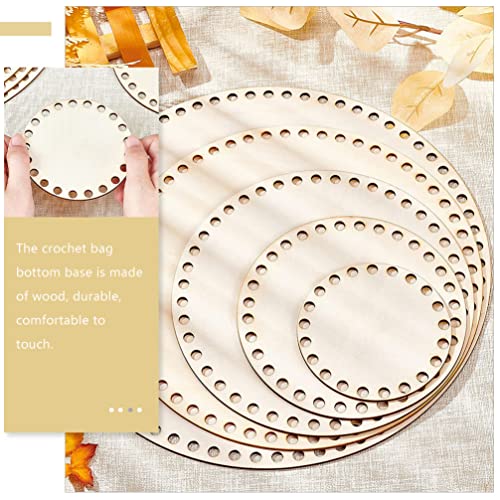 FOMIYES Woven Baskets DIY Kits 5pcs Wooden Basket Bottoms Round Circle Blank Crochet Knitting Basket Wood Base Shaper 20CM for Crafts DIY Baskets FOMIYES