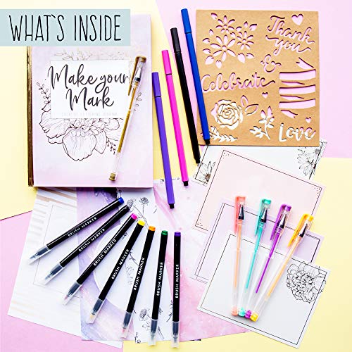 STMT DIY Make Your Mark Hand Lettering Set, Step-by-Step Beginner Modern Calligraphy Hardcover Workbook, Includes Practice Sheets, Stencils, Flexible STMT