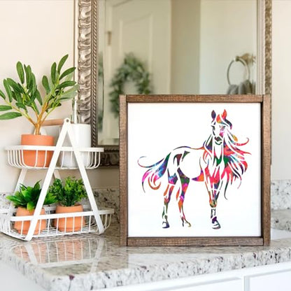 Horse Stencils for Painting On Wood Reusable Horse Art Crafts Templates Plastic Farmhouse Wood Burning Stencils for Wall Canvas (Horse)