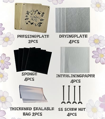 NeonNectar Portable Flower Pressing Kit,7.5x7.5 Inches Wood Flower Lea –  WoodArtSupply