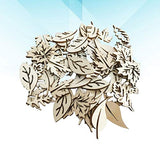 Happyyami 50pcs Wooden Leaves Unfinished Wood Cutouts Wood Shapes Pieces Wood Discs Slices for DIY Craft Wedding Birthday Party Favors Centerpieces Happyyami