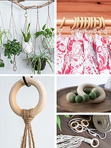 Mandala Crafts 70 40mm 1.5 Inch DIY Natural Wood Rings for Crafts - Macrame Wooden Rings - Unfinished Wood Rings for Macrame Rings Knitting Jewelry Mandala Crafts