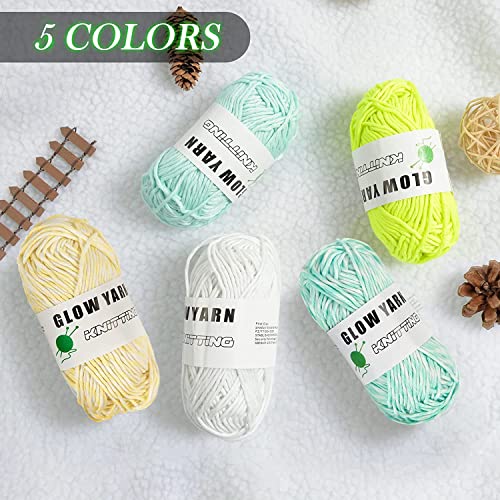 Glowing Yarn, 50m DIY Glow in The Dark Yarn for Crochet, Soft