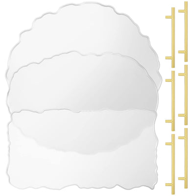 Resin Tray Molds and Gold Handles Set Silicone Tray Mold Irregular Casting Agate Epoxy Molds for DIY Crafts Making Faux Agate Tray Serving Board Home