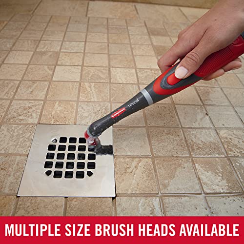 Rubbermaid Reveal Cordless Battery Power Scrubber, Gray/Red, Multi-Purpose Scrub Brush Cleaner for Grout/Tile/Bathroom/Shower/Bathtub, Water - WoodArtSupply