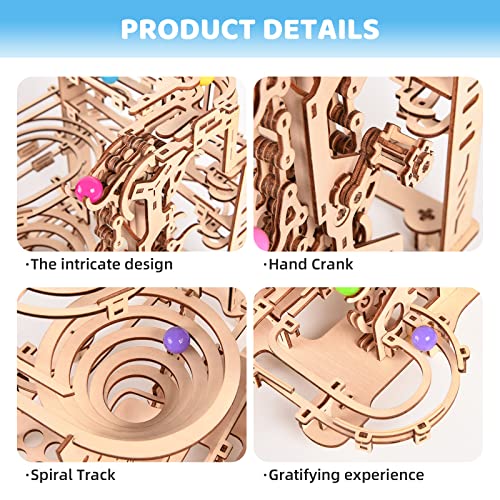3D Wooden Marble Run Puzzle Kit - Mechanical Model for Adults, Brain Teaser and DIY Hobby Assembly eaclqins