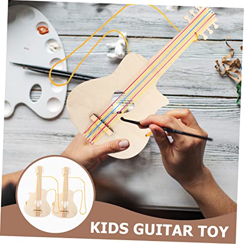 ibasenice 2pcs Wood Crafts for Kids Mini Toy DIY Graffiti Wooden Guitar Cutout Kids Small Guitar Mini Guitar Ukulele Toy Kids DIY Guitar Toys ibasenice