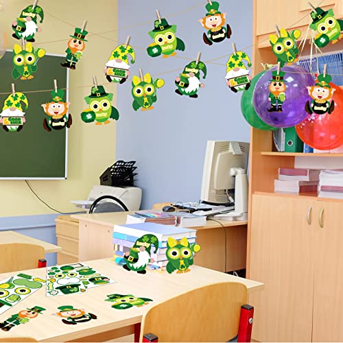 30 PCS St. Patrick Day Craft Kits for Kids DIY Leprechauns Shamrock Owl Gnome Sticker Craft Ornament St. Patrick Art Craft for Party Home Class chiazllta