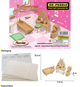 Puzzled 3D Puzzle Bathroom Dollhouse Furniture Set Wood Craft Construction Model Kit, Fun & Educational DIY Wooden Toy Assemble Model Unfinished Puzzled