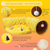 BWOGUE Bunny Tunnel Bed, 2-in-1 Collapsible Tunnel Tubes Toys with Removable Mat Hideout for Cats Kittens Rabbits Guinea Pigs Kitty BWOGUE