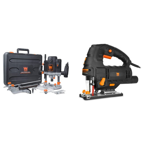 WEN 15-Amp Plunge Woodworking Router Kit + 6.6-Amp Variable Speed Orbital Jig Saw with Laser and LED Light WEN