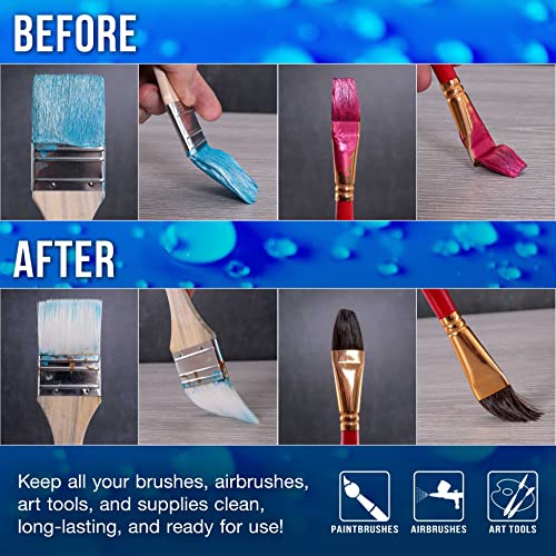 U.S. Art Supply Brush Cleaner and Restorer, 16 Ounce Bottle - Quickly Cleans Paint Brushes, Airbrushes, Art Tools - Cleaning Solution to Remove Dried U.S. Art Supply