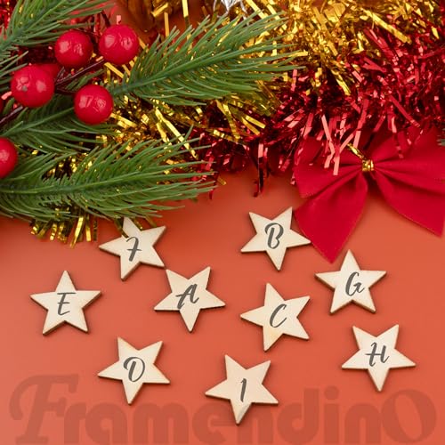Framendino, 200 Pack Wood Stars Cutouts Unfinished Wooden Stars Pieces Blank Slices for DIY Crafts Wedding Party 1 Inch Framendino