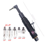 Air Threaded Drill Pneumatic Airplane Drill 1/4"-28 Chuck Size 0.3HP with 5 Pieces Drill Bits for Industrial Aircraft Maintenance 90 Degree Right WILIN
