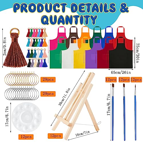Xtinmee 12 Sets Afro Girl Painting Kit Bundle Include Wood Easels Pre Drawn Drawing Board Nylon Brush Palettes Plain Aprons Tassels and Metal Ring Xtinmee