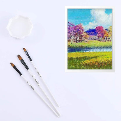 Filbert Paint Brushes Set, 12 PCS Artist Brush for Acrylic Oil Watercolor Gouache Artist Professional - WoodArtSupply