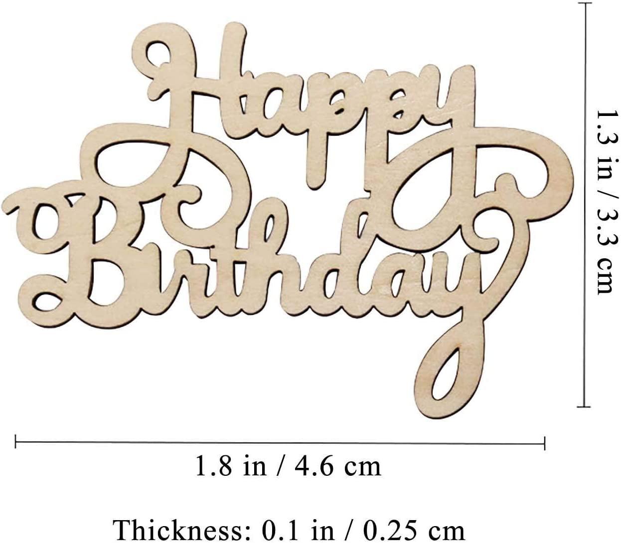 30Pcs Mini Birthday Wood Crafts DIY Cutout Wooden Slices Embellishments WoodArtSupply