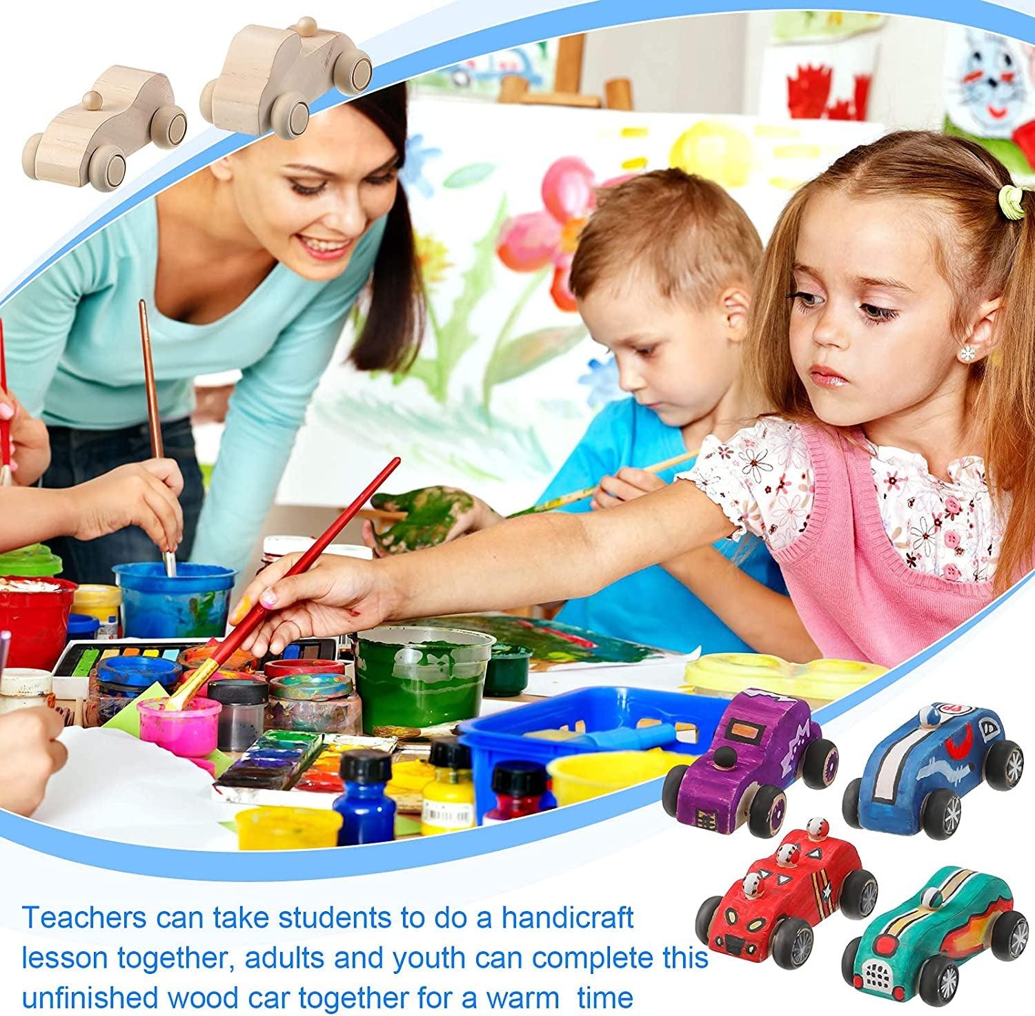 24 Pieces Wood DIY Car Toys Unfinished Wooden Cars Unfinished DIY Car Crafts WoodArtSupply