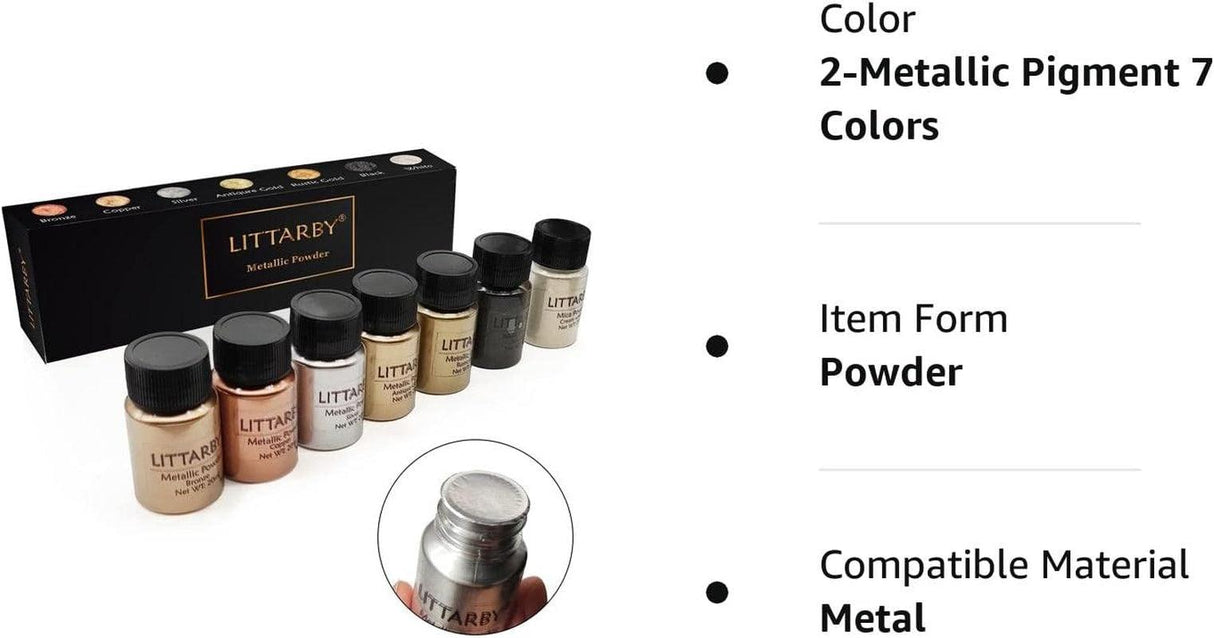 Metallic Pigment Powder for Epoxy Resin, Copper/Silver/Gold Metallic Powder and Black/Pearl White Mica Powder, Fine Real Mica Metal Dye for Kintsugi, WoodArtSupply
