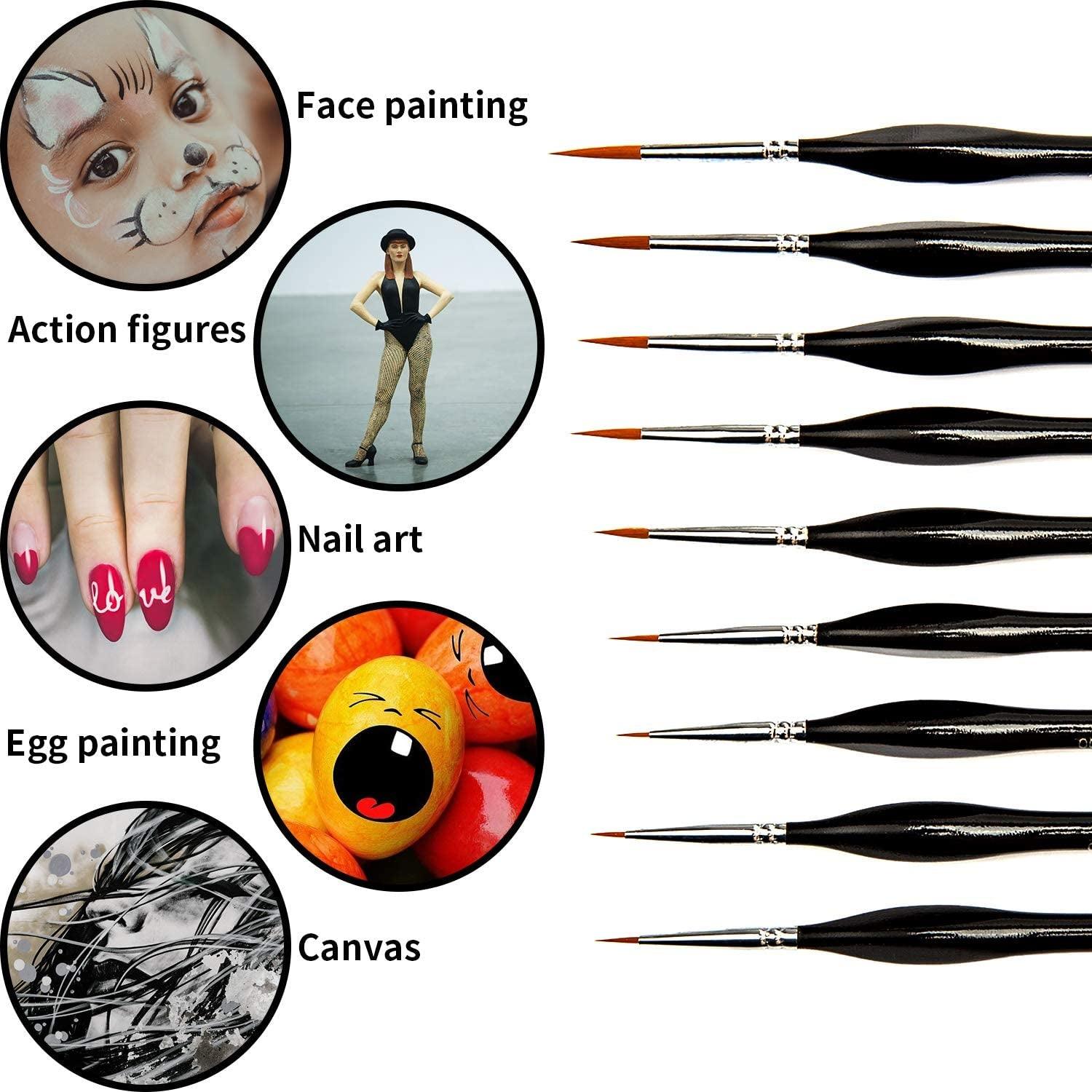 9 Pieces Fine Detail Paint Brush Miniature Mini Paints Brush Set for Acrylic, Watercolor - WoodArtSupply