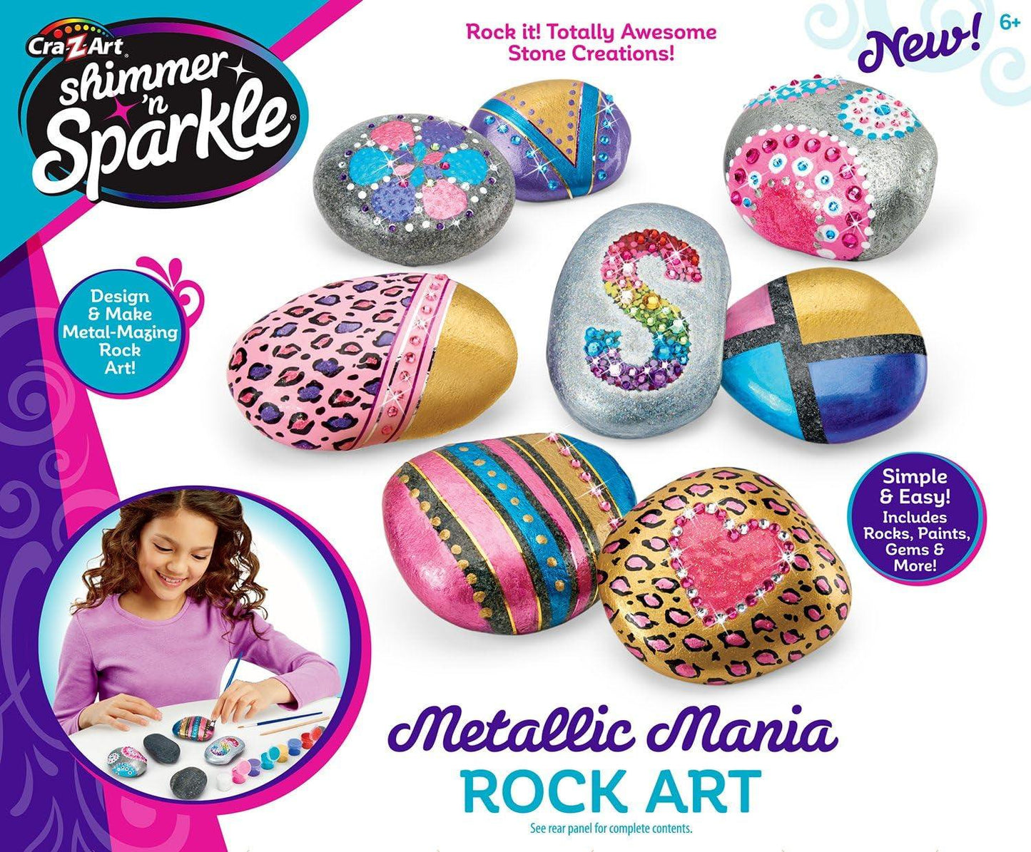 Shimmer ’N Sparkle Metallic Mania Rock Art DIY Kit for Ages 6 and Up - WoodArtSupply
