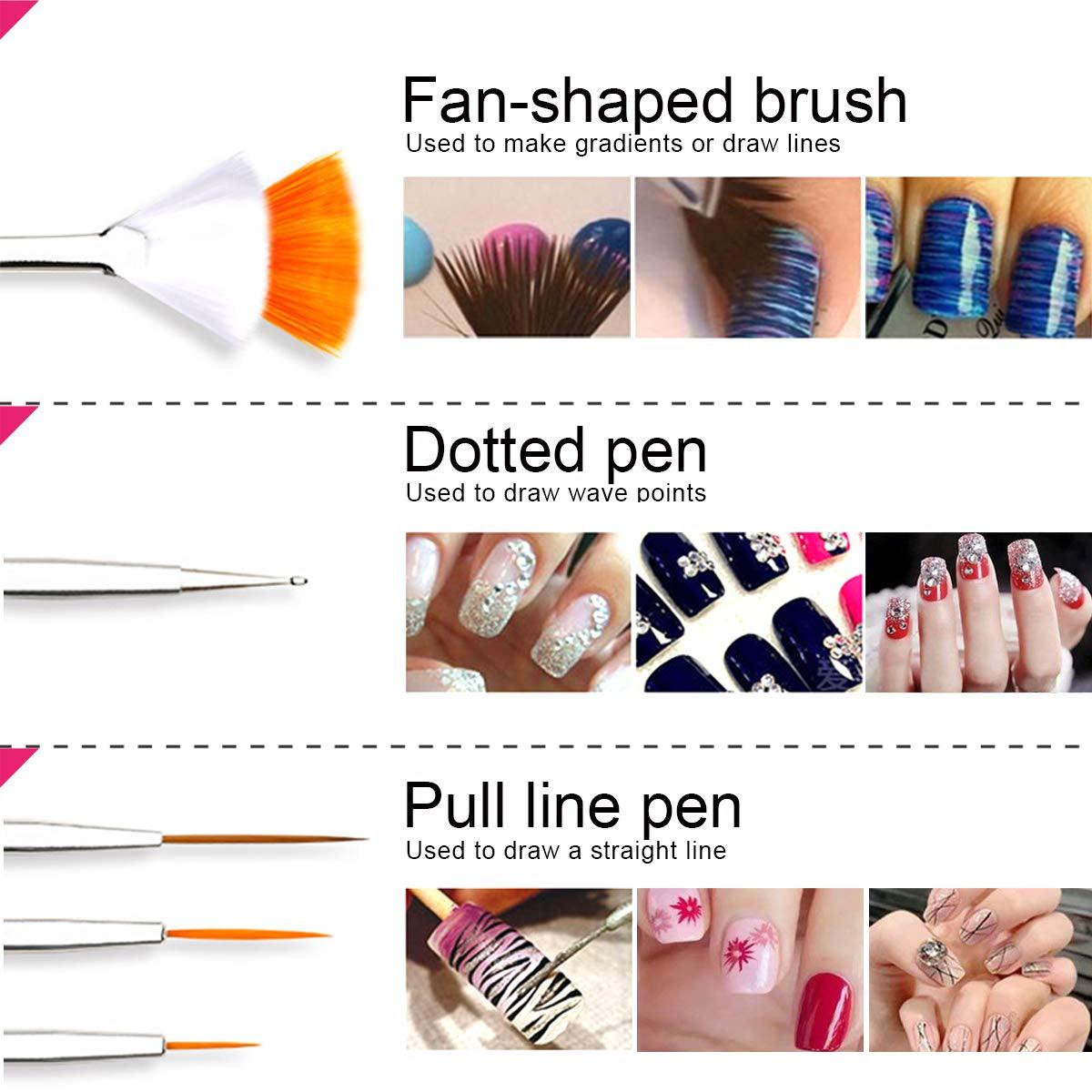 Nail Art Brush, 3D Nail Art Decorations Kit with Nail Pen Designer Dot –  WoodArtSupply