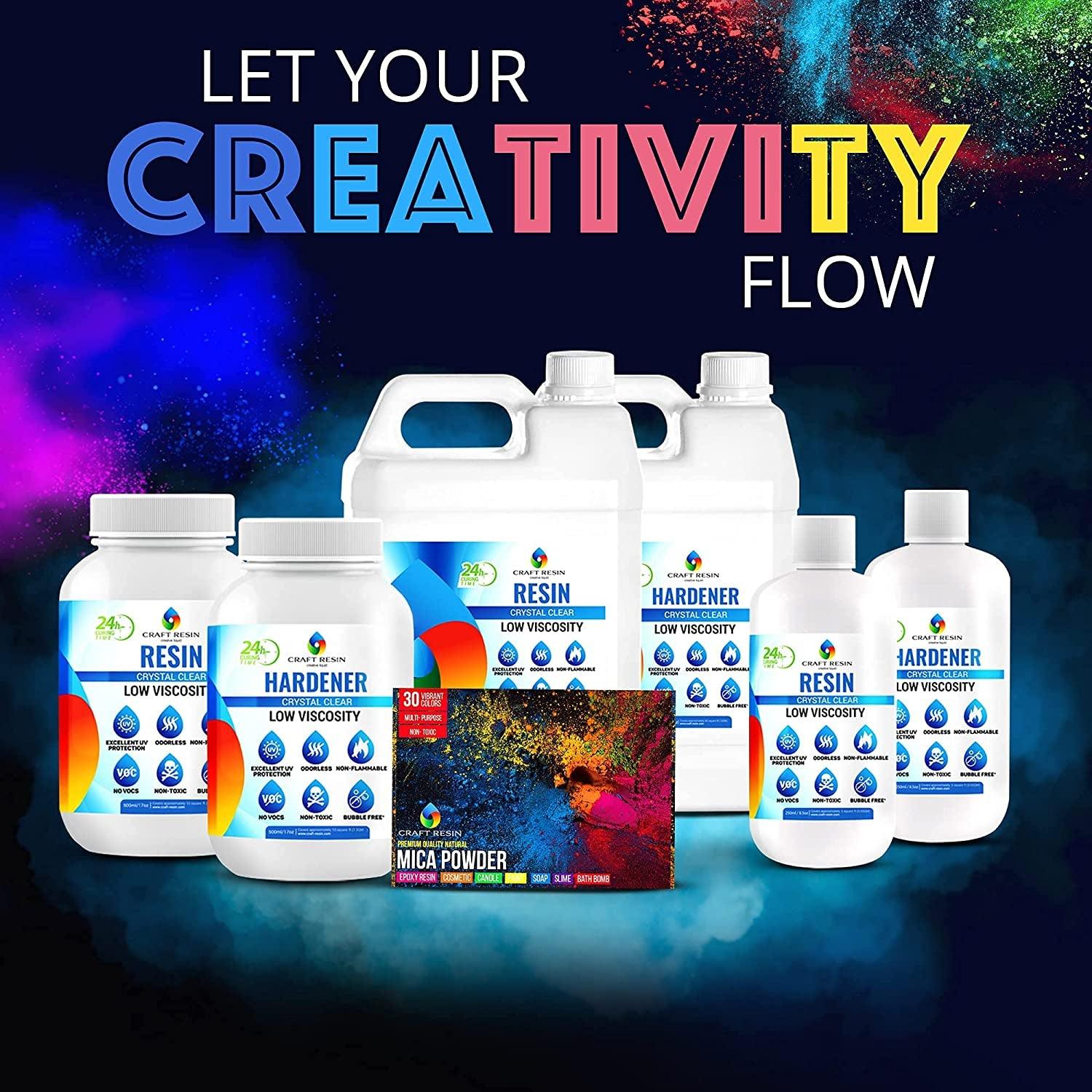 Craft Resin Mica Powder 26 Solid Colors, 4 Neon Glow for Epoxy Resin - 100% Natural, Cosmetic-Grade Resin Color Pigment Powder for Epoxy Resin DIY WoodArtSupply