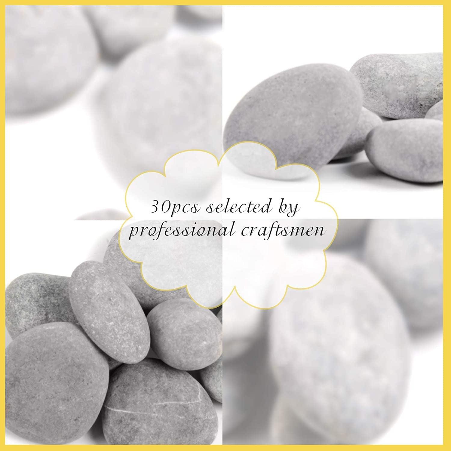 30 River Rocks for Painting, Painting Rocks Bulk, Smooth Rocks for Painting, Natural Stones WoodArtSupply