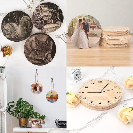 5PCS Unfinished Natural Wood Slices-5.9Inch round Wooden Discs Circles WoodArtSupply
