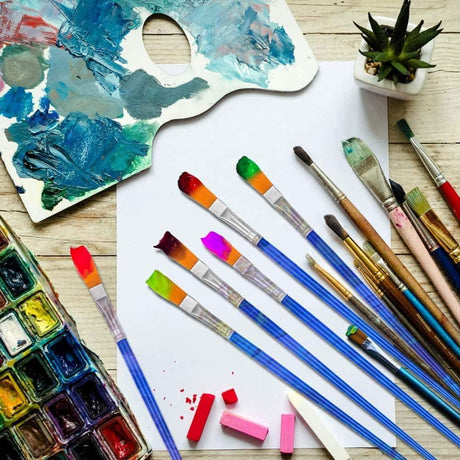 50 Pcs Flat Paint Brushes for Touch Up, Small Paint Brushes for Classroom Crafts Paint Brushes WoodArtSupply