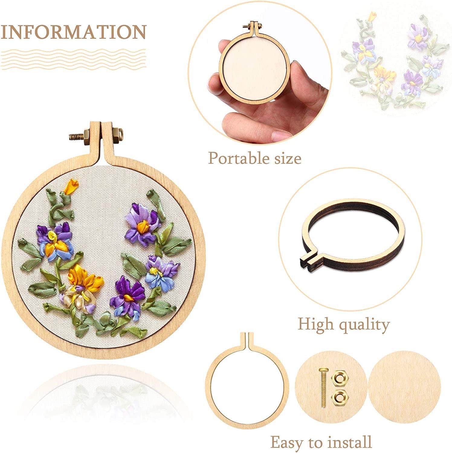 Mini Embroidery Hoop Wooden Mini Crossing Stitch Hoop Mini Ring Embroidery Circle for DIY Pendant Crafts Round Oval Vertical Oval Horizontal (16 S