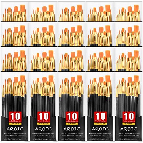 Acrylic Paint Brush Set, (20 Packs /200 pcs) Nylon Hair Brushes for Oil and Watercolor, Perfect Suit of Art Painting, Best Gift for Painting, Black - WoodArtSupply