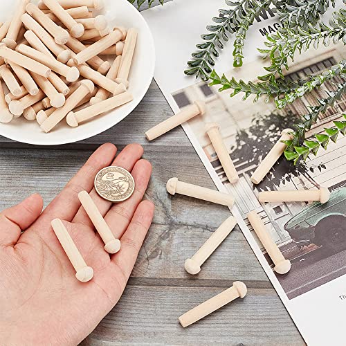 OLYCRAFT 50Pcs Mini Wooden Axle Peg 1-4/5Inch Unfinished Wooden Peg Blank Mushroom Wooden Peg Burlywood Axle Pegs Fits 8mm Hole Wooden Wheel for DIY OLYCRAFT