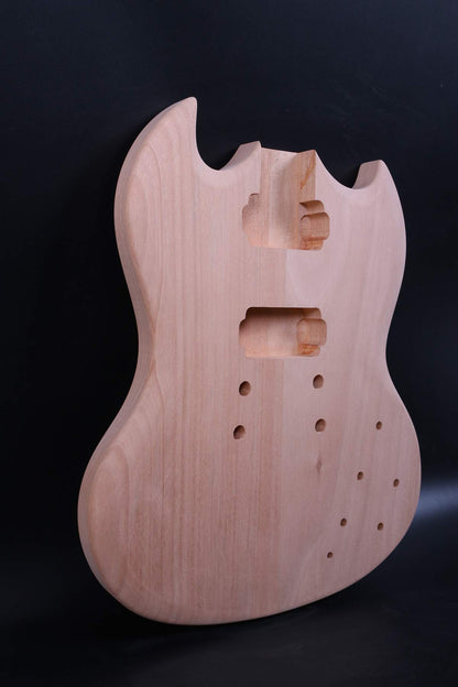 Unfinished Guitar Body Mahogany Wood Set in Heel DIY electric guitar Body replacement HH pickups - WoodArtSupply