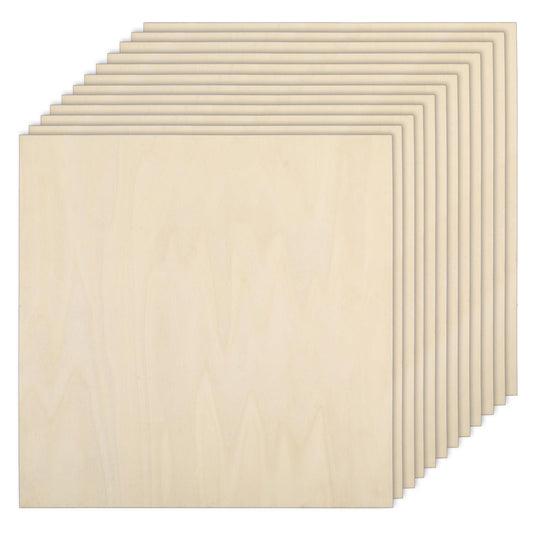 16 Pack Basswood Plywood Sheets 12 x 12 x 1/5 Inch-5 mm Thick Basswood Plywood Board Wood Squares Sheets Natural Unfinished Wood for Crafts, - WoodArtSupply