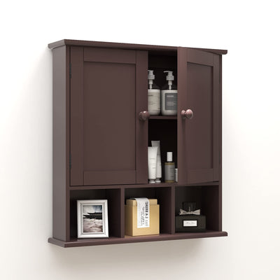 TaoHFE Medicine Cabinets,Bathroom Wall Cabinet with 2 Door Adjustable Shelves,Over The Toilet Storage Cabinet,Brown Bathroom Cabinet Wall