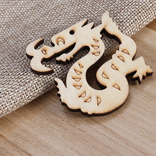 SUPVOX 10Pcs Unfinished Wood Cutout Wooden Dragon Shape Natural Wood Pieces for DIY Arts Crafts Projects SUPVOX