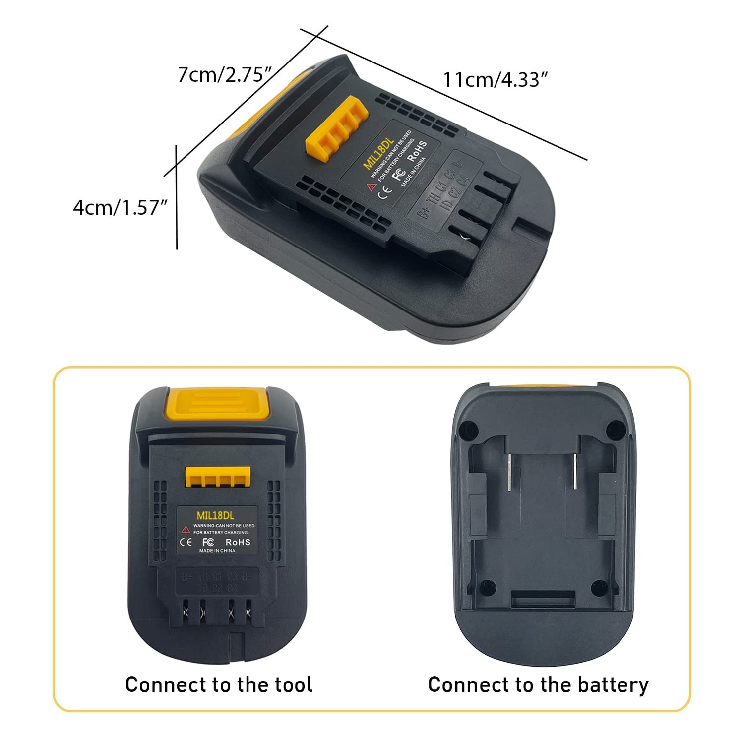 Fybemax Battery Adapter MIL18DL for Milwaukee 18V M18 Battery to Convert for Dewalt 18V 20V Max XR Tool Use (Adapter Only) Fybemax